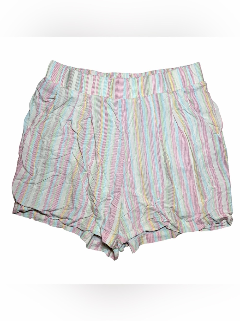 TORRID Women's 1X Striped Elastic Waist Pockets 4" Shorts Plus Size Lightweight